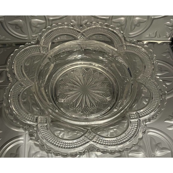 Classic Round Galway Clear Glass Butter Dish with Delicate Scalloped Edge - Picture 3 of 8